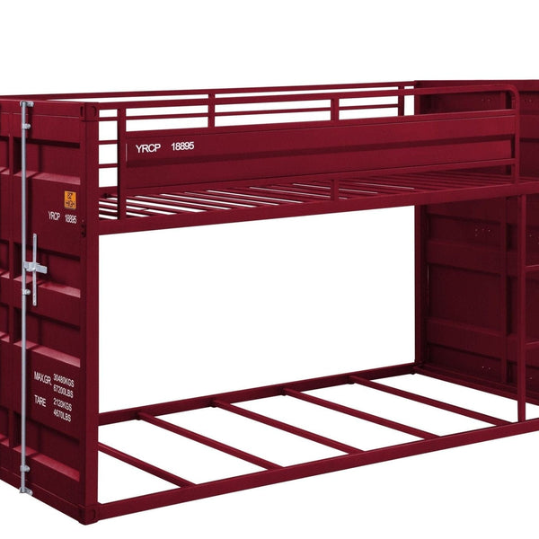 Cargo Twin/Twin Bunk Bed, Red Finish