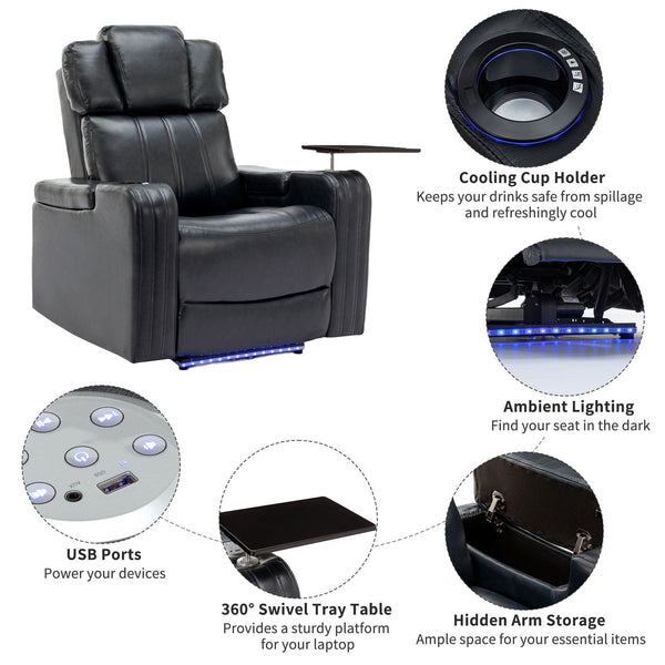 Black Ultimate Comfort Power Recliner Chair5On-Trend
