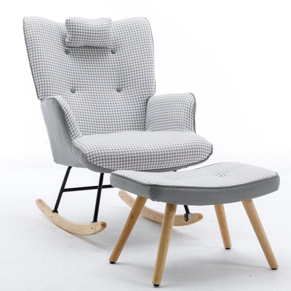 Rocking Chair | Grey Houndstooth1coolmore