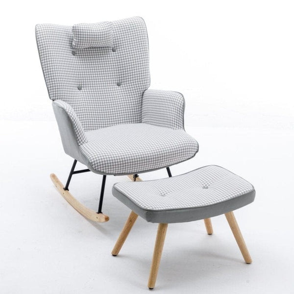 Rocking Chair | Grey Houndstooth4coolmore