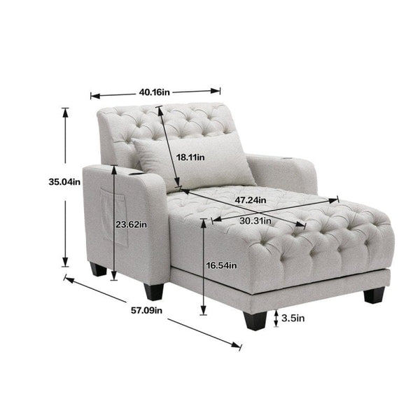 Homemax Furniture Tufted Beige Leisure Chair - Accent Chairs Mattress-Xperts-Florida