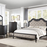 Acme Chelmsford King Bed, Beige Fabric w/ Black Finish Mattress-Xperts-Florida