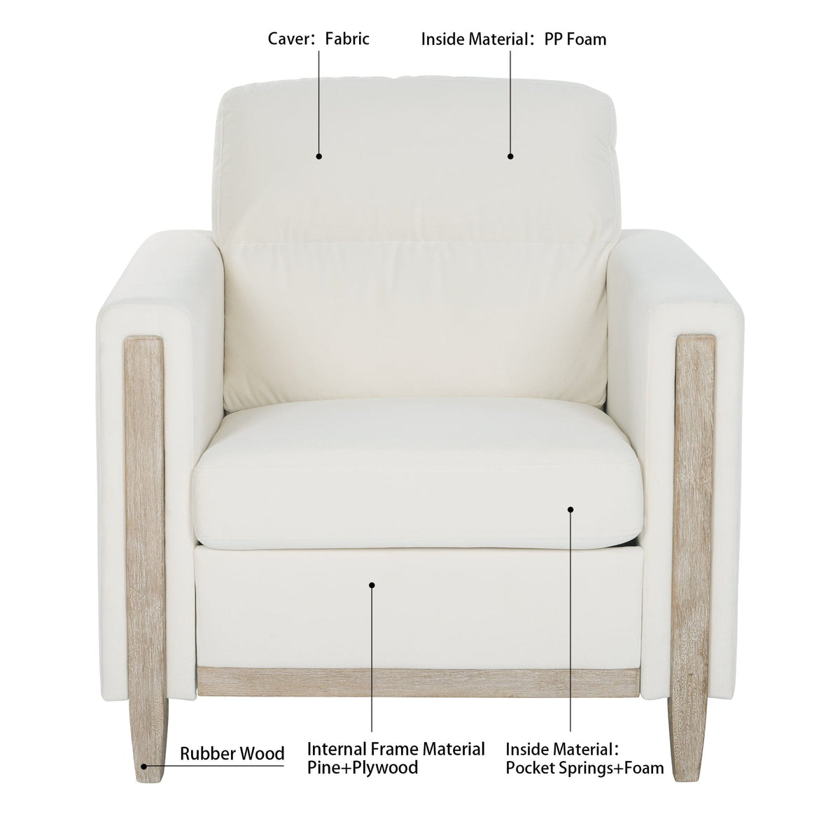 Homemax Furniture Coastal Style White Accent Chair with Gold Trim Mattress-Xperts-Florida