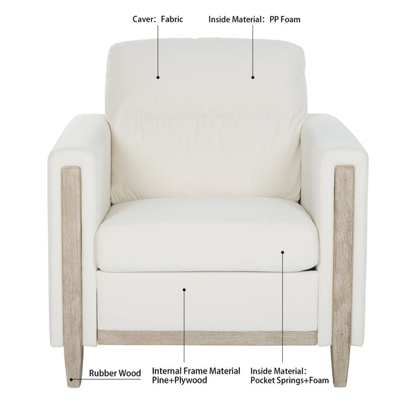 Homemax Furniture Coastal Style White Accent Chair with Gold Trim Mattress-Xperts-Florida