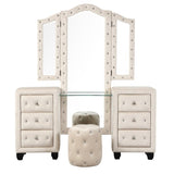 Acme Crystal Tufted Vanity Set Exquisite Crystal Tufted Makeup Vanity  Mattress-Xperts-Florida