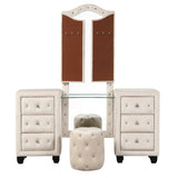 Acme Crystal Tufted Vanity Set Exquisite Crystal Tufted Makeup Vanity  Mattress-Xperts-Florida