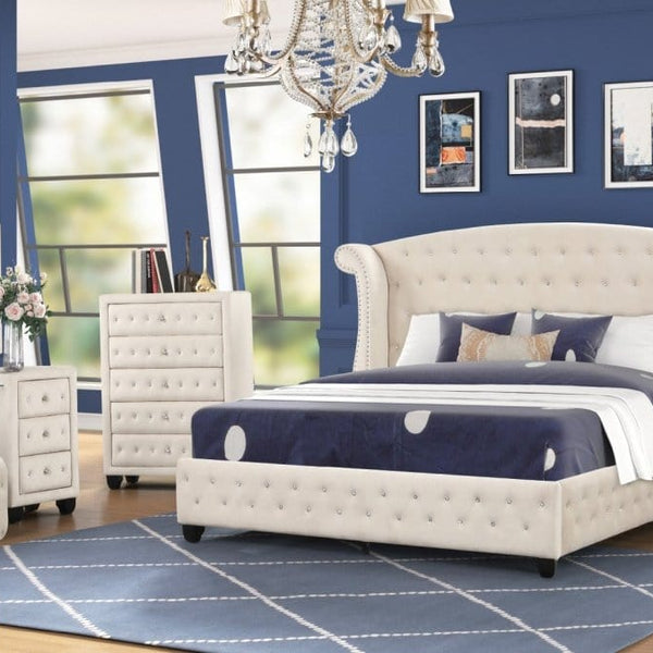 Acme Crystal Tufted Vanity Set Exquisite Crystal Tufted Makeup Vanity  Mattress-Xperts-Florida