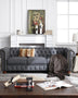 Acme Dark Grey Chesterfield Sofa- Faux Leather Mattress-Xperts-Florida