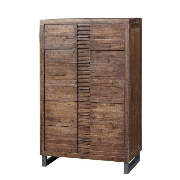Reclaimed Oak Tall 5 Drawer Dresser -1Acme