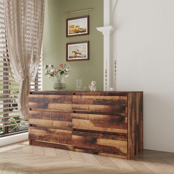Rustic Wood Dresser with 6 Drawers -3Acme