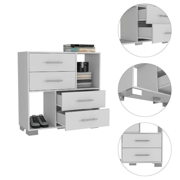 Mattress Xperts  White Four-Drawer Dresser White Dresser | 4 Drawer Modern Dresser with storage  Mattress-Xperts-Florida