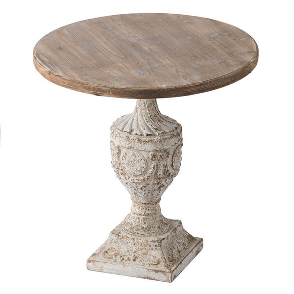 French Country Round Wood End Table