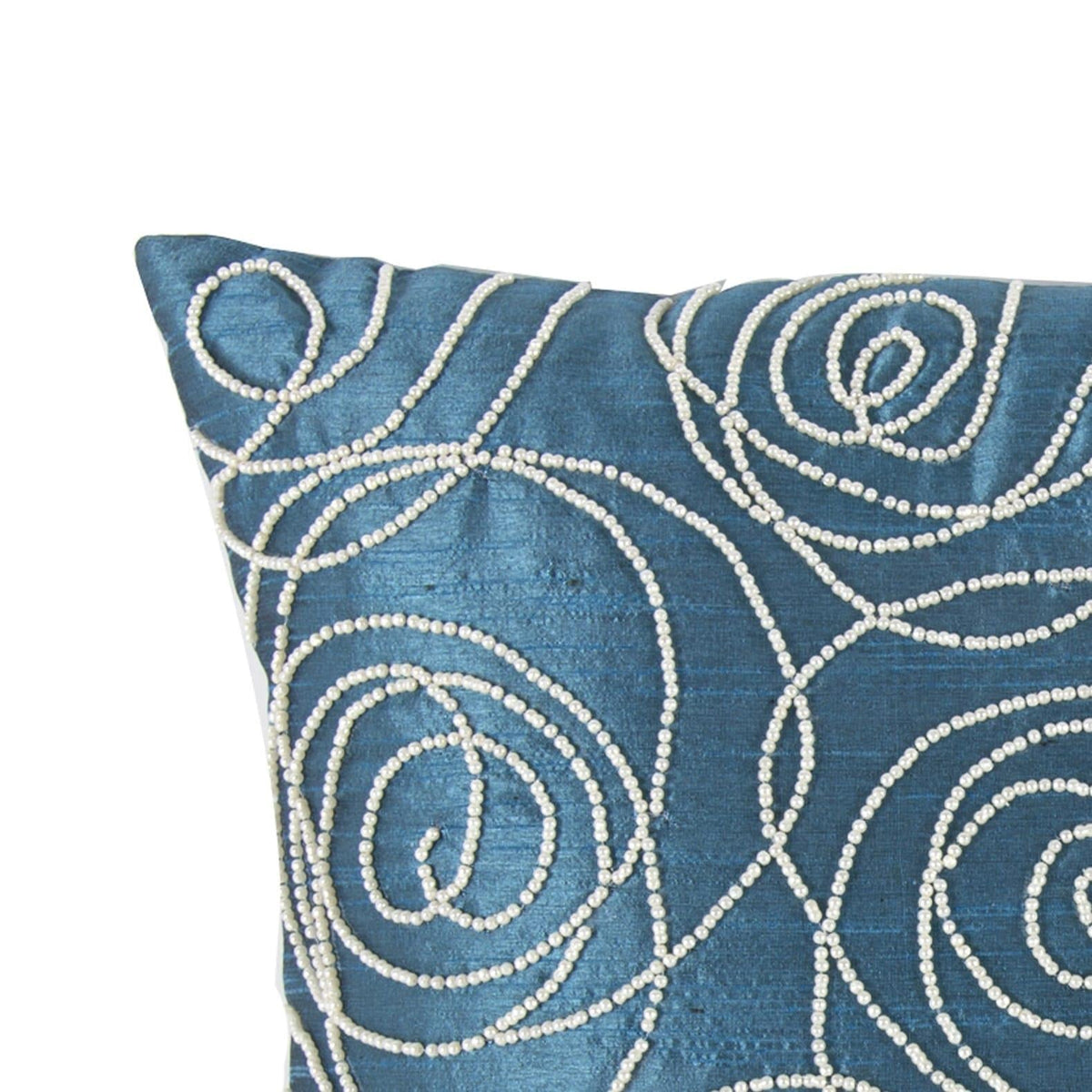 Mattress Xperts Florida Faux Silk Teal Throw Pillows | Embellished Mattress-Xperts-Florida