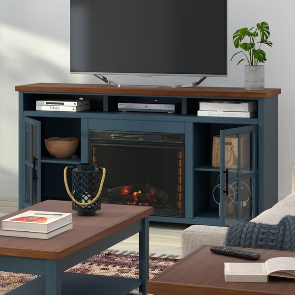 Nantucket |Large Fireplace Tv Console Blue Finish1Bridgevine Home