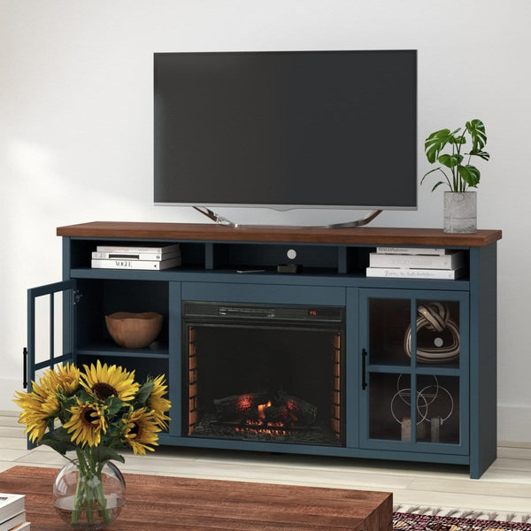 Nantucket |Large Fireplace Tv Console Blue Finish2Bridgevine Home