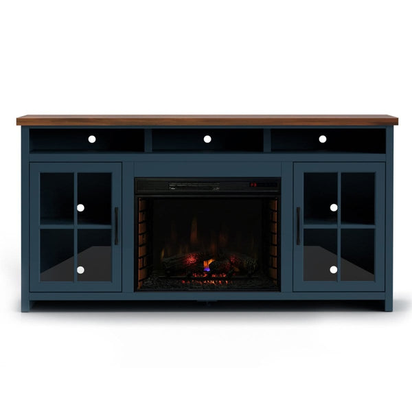 Nantucket |Large Fireplace Tv Console Blue Finish3Bridgevine Home