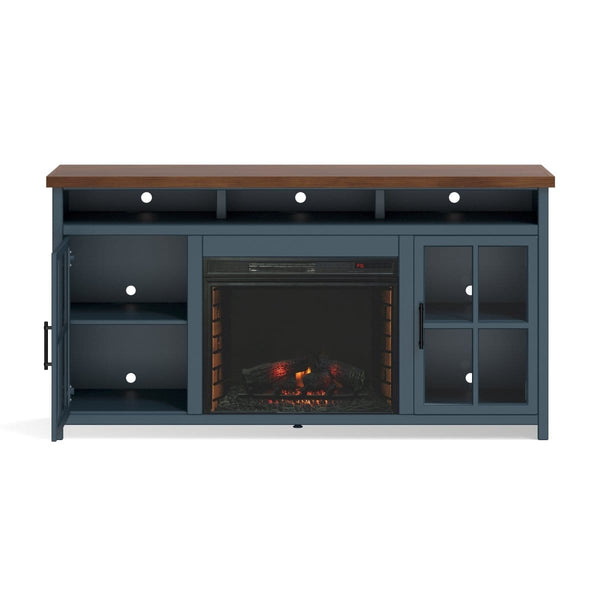 Nantucket |Large Fireplace Tv Console Blue Finish5Bridgevine Home
