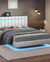 HOME OEING Store Store Floating Bed | Modern Bedroom Floating White Modern Bed with LED lights Mattress-Xperts-Florida