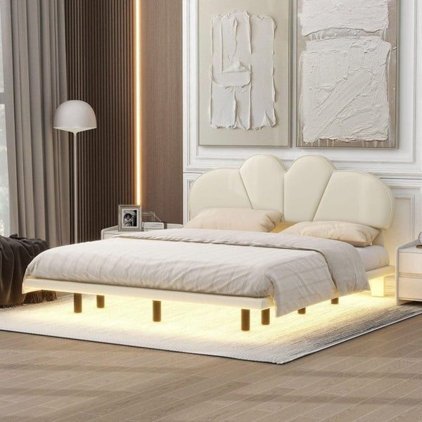 On-Trend Floating Full Size Bed with LED Lights Mattress-Xperts-Florida