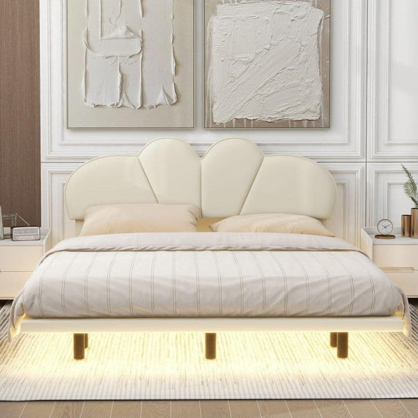 On-Trend Floating Full Size Bed with LED Lights Mattress-Xperts-Florida