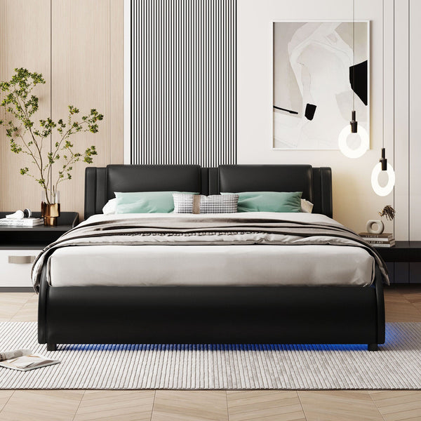 Black Modern Upholstered Bed Perfect for Teen Boys