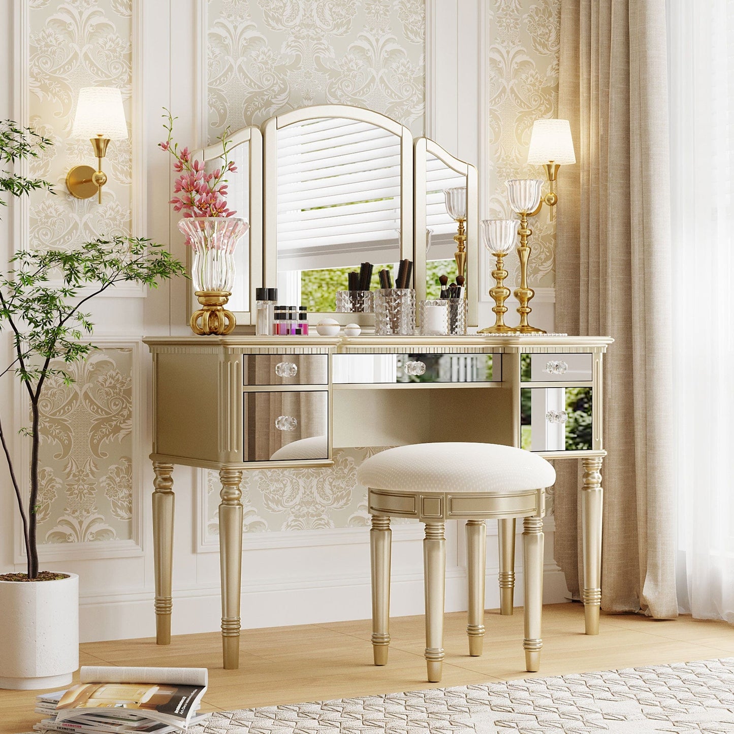 Go Furniture Trifold Make Up vanity Minimalist design Mattress-Xperts-Florida