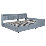 Acme Queen Size & Twin XL Size Upholstered Platform Bed, Mother & Child Bed with Hydraulic Storage System, Drawer Box, Bedhead storage shelf and Two pairs of sockets & USB Ports, PU Leather, Gray Mattress-Xperts-Florida