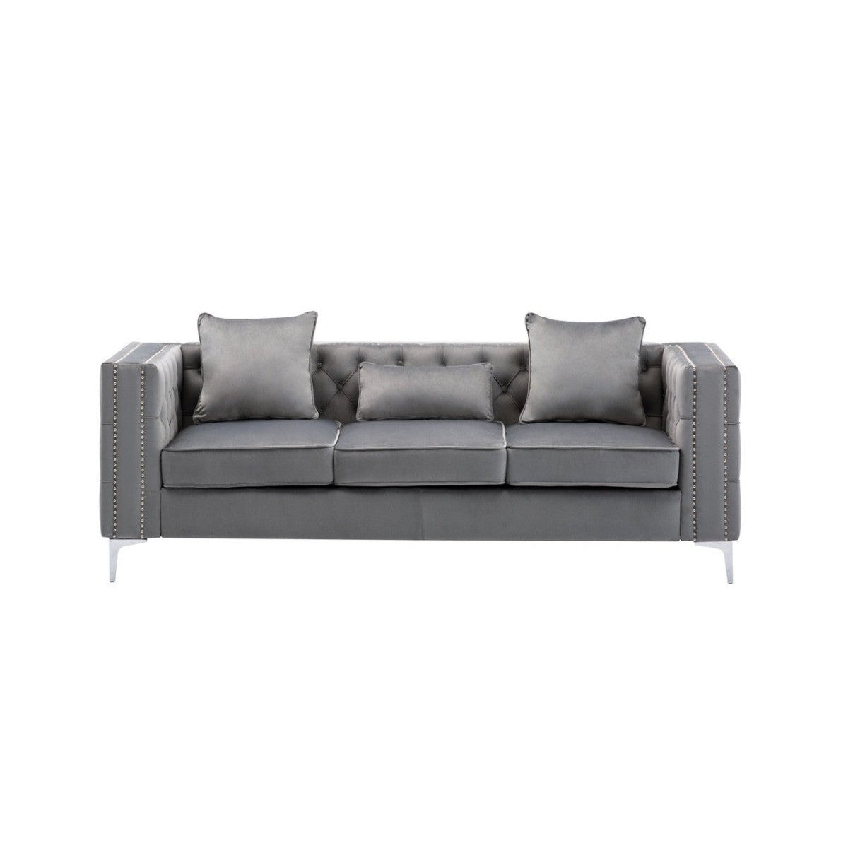 Acme Grey Modern Velvet Loveseat, Sofa duo Mattress-Xperts-Florida