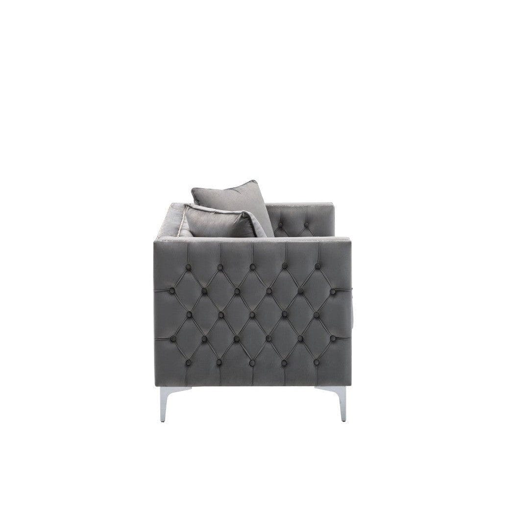 Acme Grey Modern Velvet Loveseat, Sofa duo Mattress-Xperts-Florida