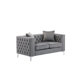 Acme Grey Modern Velvet Loveseat, Sofa duo Mattress-Xperts-Florida