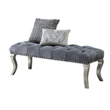 Decor Maxem Grey Nailhead Trim Upholstered Bench Grey Sitting Bench | Modern Bedroom Furniture  Mattress-Xperts-Florida