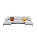 Ustyle Grey Sectional Sofa Modern Flare Mattress-Xperts-Florida