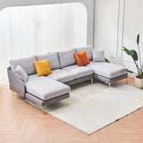 Ustyle Grey Sectional Sofa Modern Flare Mattress-Xperts-Florida