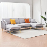 Ustyle Grey Sectional Sofa Modern Flare Mattress-Xperts-Florida