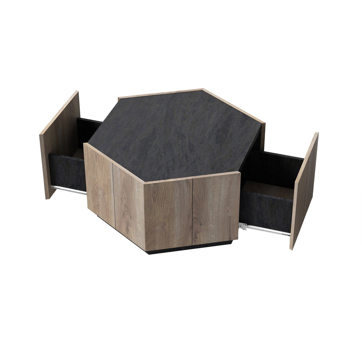 Ustyle Hexagonal Coffee Table with 2 drawers Mattress-Xperts-Florida