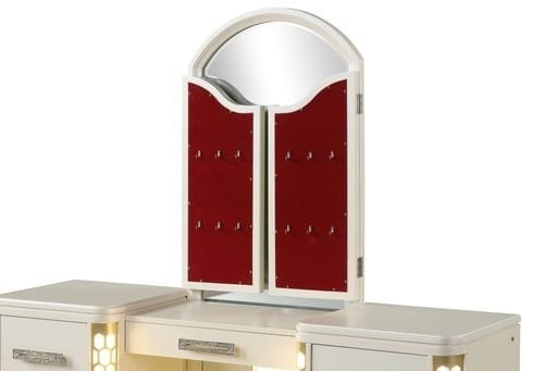 Elegant Makeup Vanity with trifold mirror and LEDs