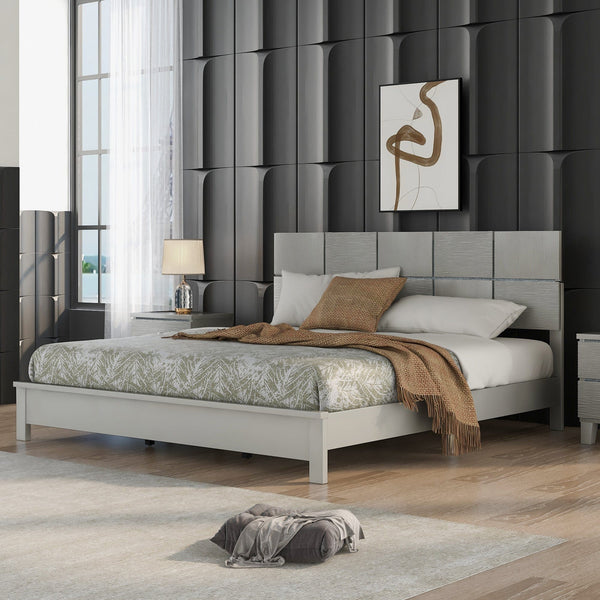 Modern Silver & Champagne Platform Bed | King Size3On-Trend