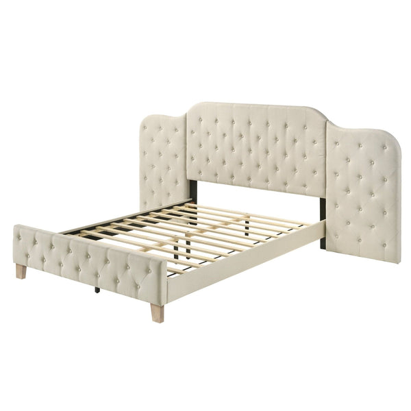 King Upholstered Wall Bed in Beige Linen1Acme