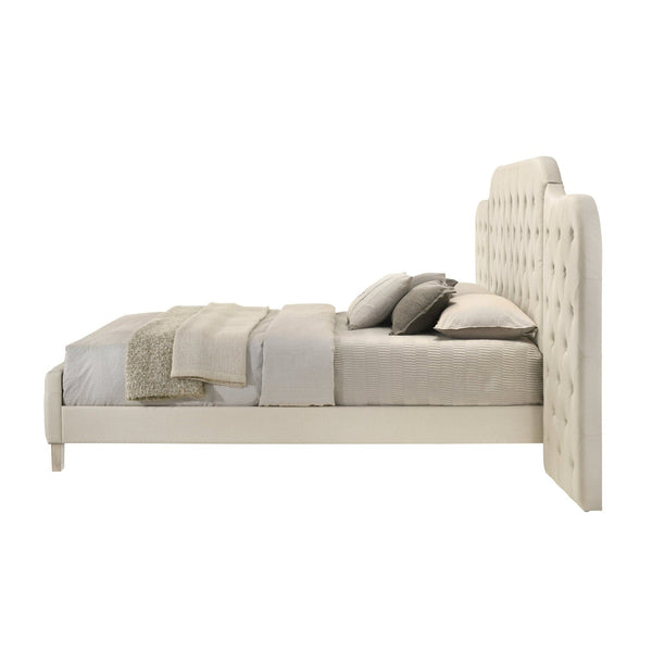 King Upholstered Wall Bed in Beige Linen3Acme