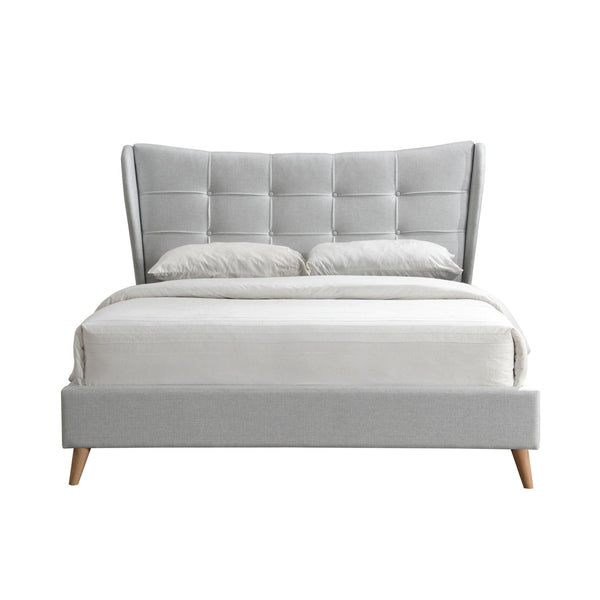Light Gray Wing Back Linen Upholstered Bed1Acme