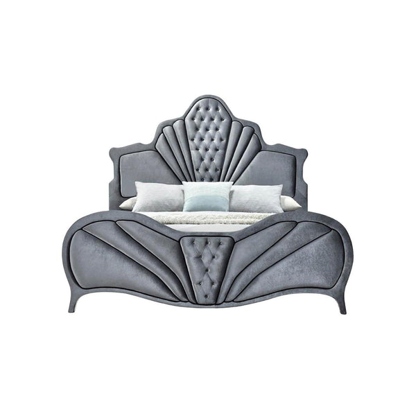 King Upholstered Grey Bed | Ornate Luxury2Acme
