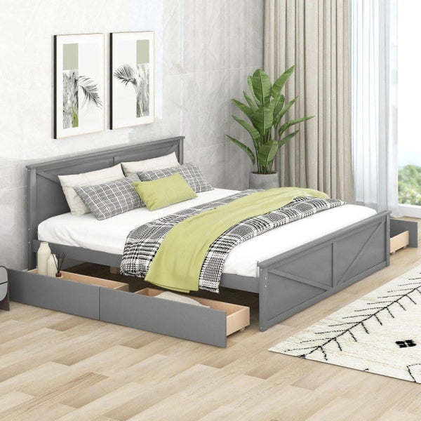 Solid Wood Platform Bed2DTYStore