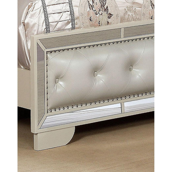 Acme Luxurious Pearl White Queen Size Bed Luxurious Pearl White Queen Size Bed with Jeweled Tufting Mattress-Xperts-Florida