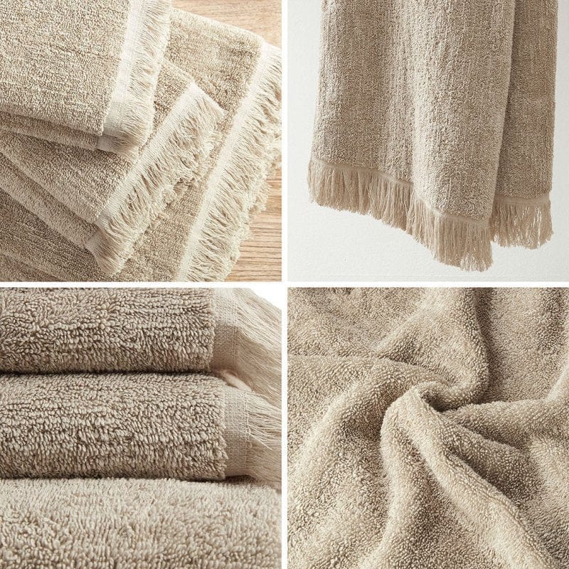 JLA Luxury Fringed Tan Cotton- 6 pc Towel Set Mattress-Xperts-Florida