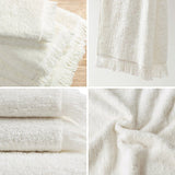 JLA Luxury Fringed  White 6 Piece Towel Set Mattress-Xperts-Florida