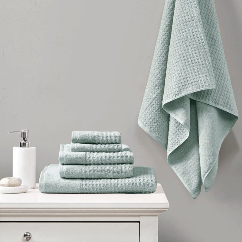 JLA Luxury Waffle Towel 6 Set-Sage Luxury Soft Sage Green Waffle Bath Towel Set | 100% Cotton Mattress-Xperts-Florida