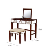 Acme Makeup Vanity Cherry Wood with Mirrored Stool Makeup Vanity Cherry Wood with Mirrors Mattress-Xperts-Florida