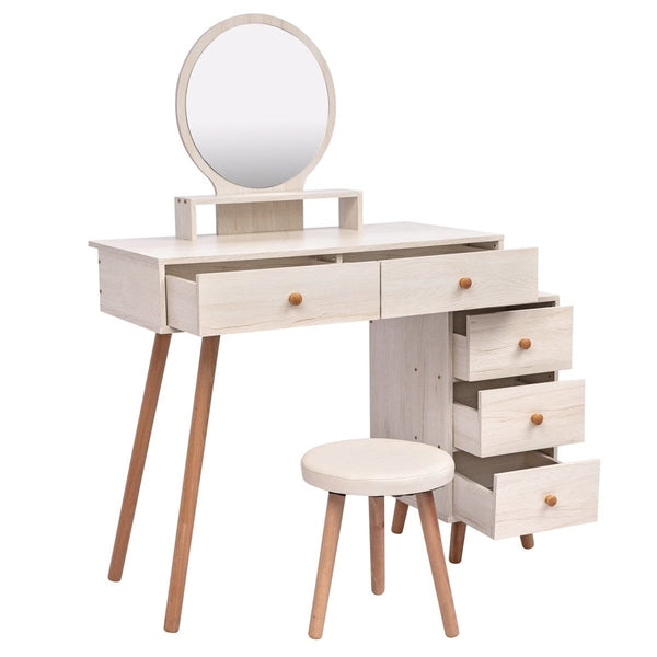 Makeup Vanity-5 Drawer with Cushioned Stool2Crazy Elf