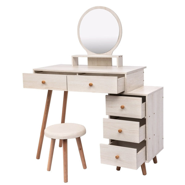 Makeup Vanity-5 Drawer with Cushioned Stool3Crazy Elf