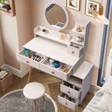 Crazy Elf Makeup Vanity- Round Mirror Large Storage Makeup Vanity with Lots of Storage Mattress-Xperts-Florida